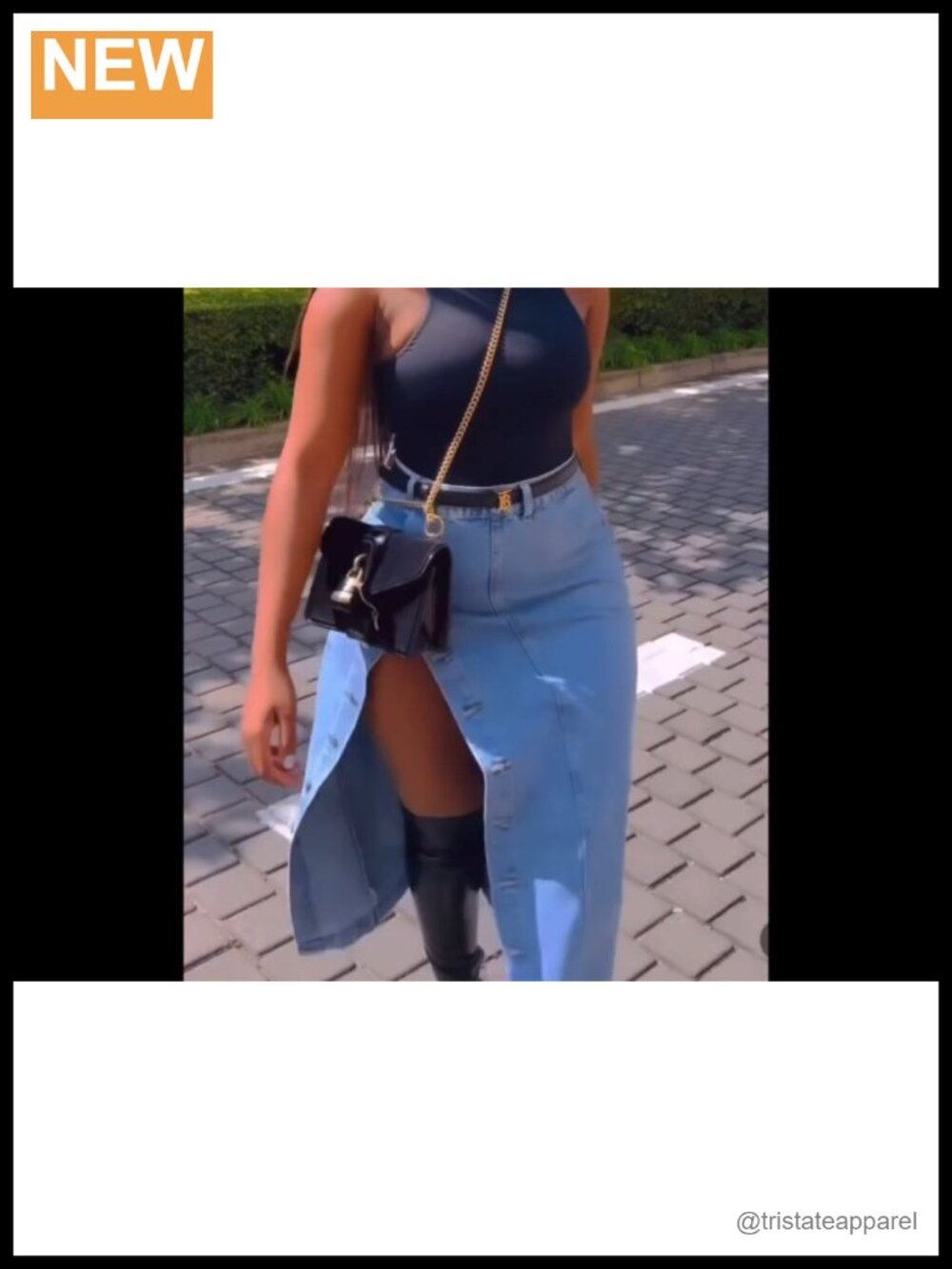 High Waisted Maxi Denim Skirt with Slit Button Down Y2K Vintage Jean Skirt - Picture 5 of 5